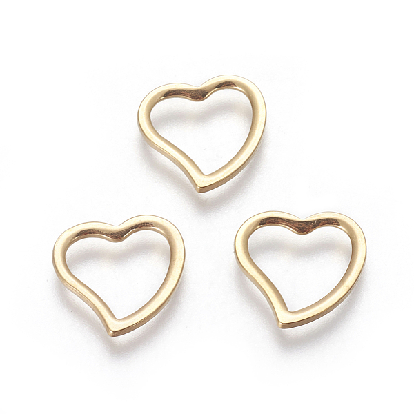 

PandaHall 304 Stainless Steel Linking Rings, Heart, Golden, 14.5x15x1.5mm, Hole: 9.5x11mm 304 Stainless Steel Heart