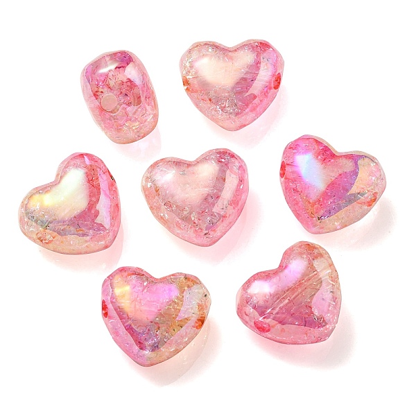 

PandaHall Transparent Crackle Acrylic Beads, Gradient Color, Heart, Pearl Pink, 19x22x14mm, Hole: 3.5mm Acrylic Heart