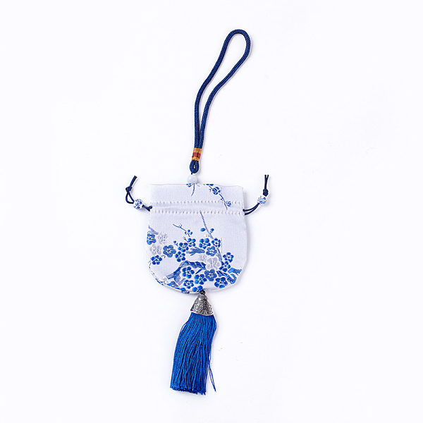 

PandaHall Silk Packing Pouches, Vintage Scented Sachet Perfume Bag, with Tassel, White, 32~34cm Silk White