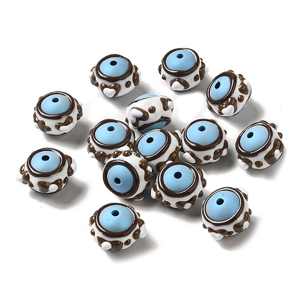 

PandaHall Hand Painted Acrylic with Enamel Beads, Light Sky Blue, 14.5~15.5x16.5~21.5x16~20mm, Hole: 2~2.8mm Acrylic Round