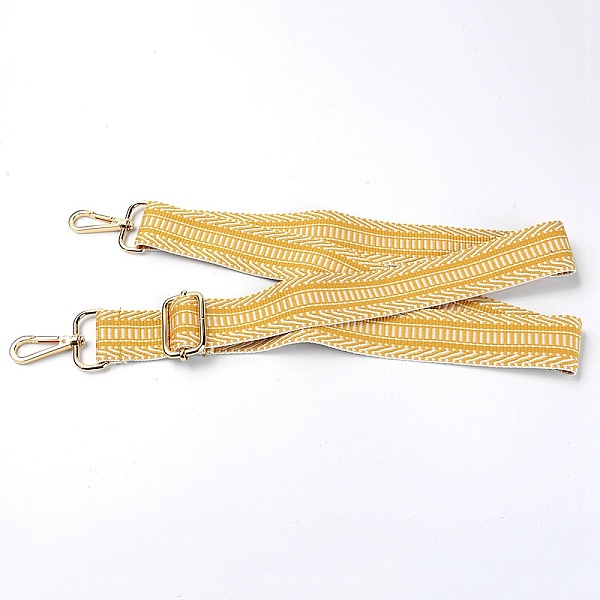 

PandaHall Cotton Tape Bag Handles, with Alloy Swivel Clasps and Iron Regulator, for Bag Chain Replacement Accessories, Stripe Pattern..., Yellow