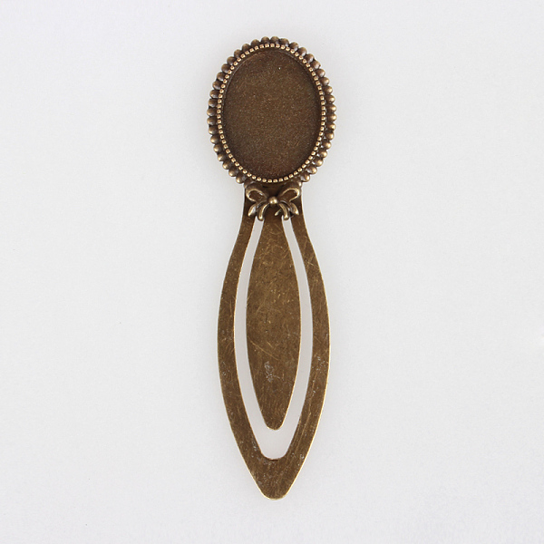 

PandaHall Tibetan Style Antique Bronze Iron Bookmark Cabochon Settings, with Alloy Oval Tray, Cadmium Free & Nickel Free & Lead Free, Tray...