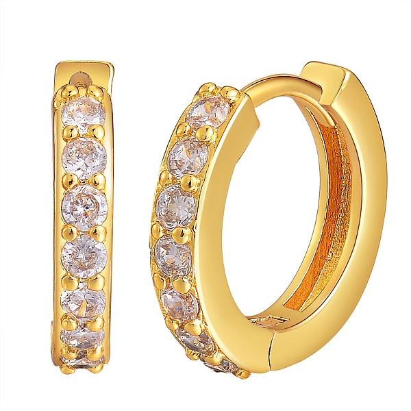 

PandaHall Brass Hoop Earrings, with Rhinestone, Golden, Crystal, 13x15x2.5mm, Pin: 1mm Brass Ring Clear