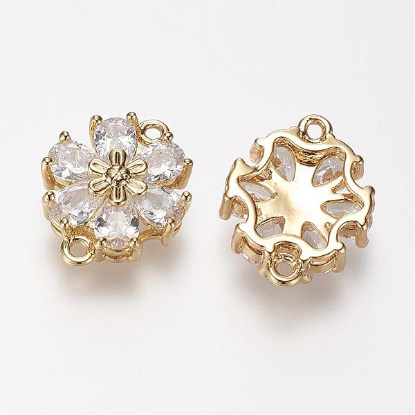 

PandaHall Brass Micro Pave Grade AAA Cubic Zirconia Links, Flower, Cadmium Free & Nickel Free & Lead Free, Real 18K Gold Plated, 17x13x5.5mm...