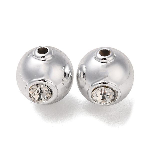 

PandaHall CCB Plastic with Rhinestone Beads, Round, Platinum, 18x18x16mm, Hole: 3mm Plastic+Rhinestone Round Clear