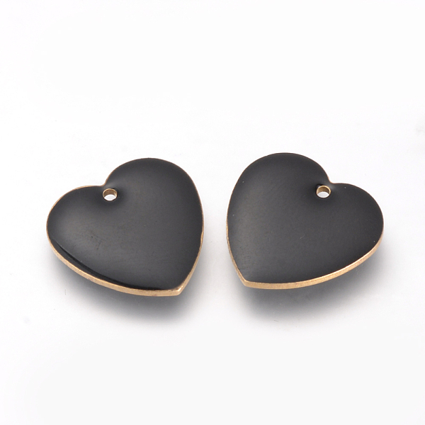 

PandaHall Brass Enamel Pendants, Enamelled Sequins, Heart, Black, 16x16x3mm, Hole: 1mm Brass+Enamel Heart Black
