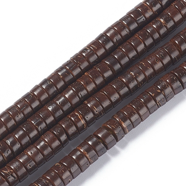 

PandaHall Coconut Beads Strands, Heishi Beads, Flat Round, Coffee, 6x2.5~3mm, Hole: 1mm, about 111 pcs/Strand, 12.80''(32.5 cm) Coconut..., Brown