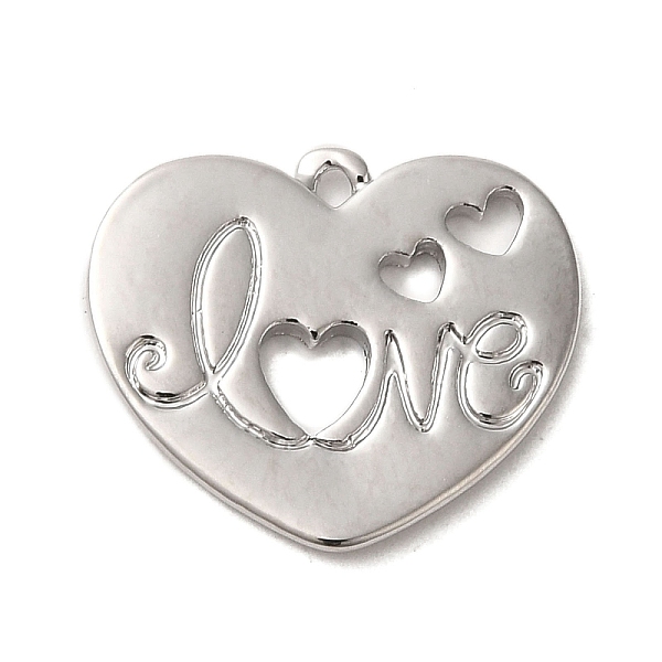 

PandaHall Valentine's Day Brass Pendants, Heart with Word, Real Platinum Plated, 16x18.5x1.5mm, Hole: 1.2mm Brass Heart