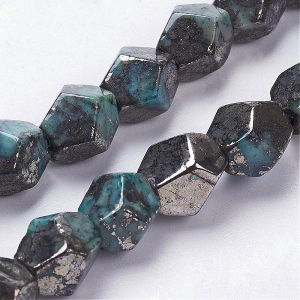 

PandaHall Natural Pyrite Beads Strands, Dyed, Ten Facets, Faceted Round, Cyan, 9~10x8~9x8~10mm, Hole: 1mm, about 20pcs/strand, 8 inch...