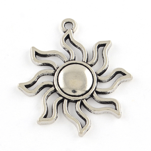 

PandaHall Tibetan Style Alloy Solar Eclipse Pendants, Cadmium Free & Lead Free, Sun, Antique Silver, 34x31x3mm, Hole: 2mm, about...