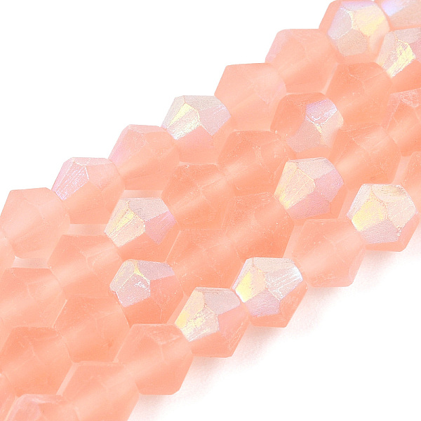 

PandaHall Imitate Austrian Crystal Bicone Frosted Glass Beads Strands, Grade AA, Faceted, Light Salmon, 4x4mm, Hole: 1mm, about...