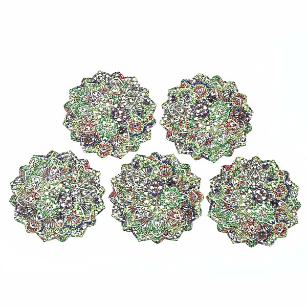 

PandaHall 430 Stainless Steel Chandelier Components Links, Spray Painted, Etched Metal Embellishments, Flower with Flower Pattern, Lime...