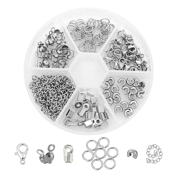 PandaHall DIY Earrings Making Kits, Including 304 Stainless Steel Jump Rings & End Chains & Fold Over Crimp Cord Ends & Crimp Beads Covers &...