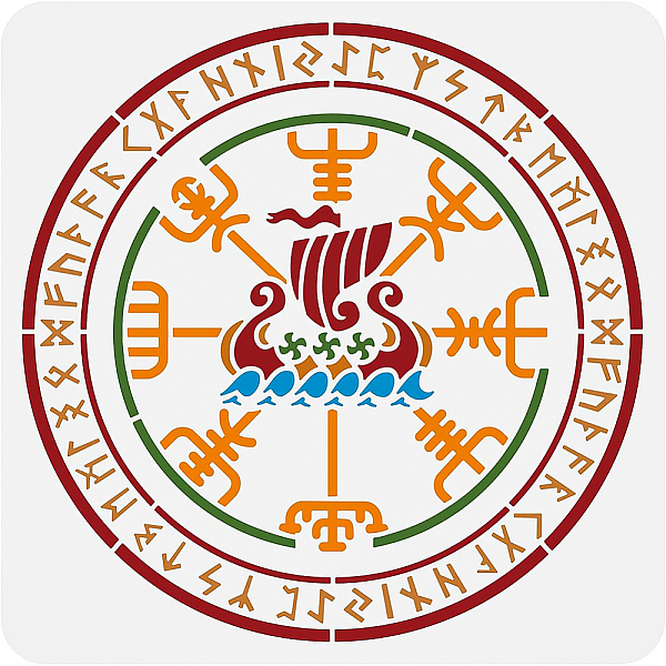 

PandaHall BENECREAT Viking Symbols Stencils, 30x30cm Rune Symbols Celtic Compass PET Painting Templates Drawing Stencils for Scrapbooking..., White