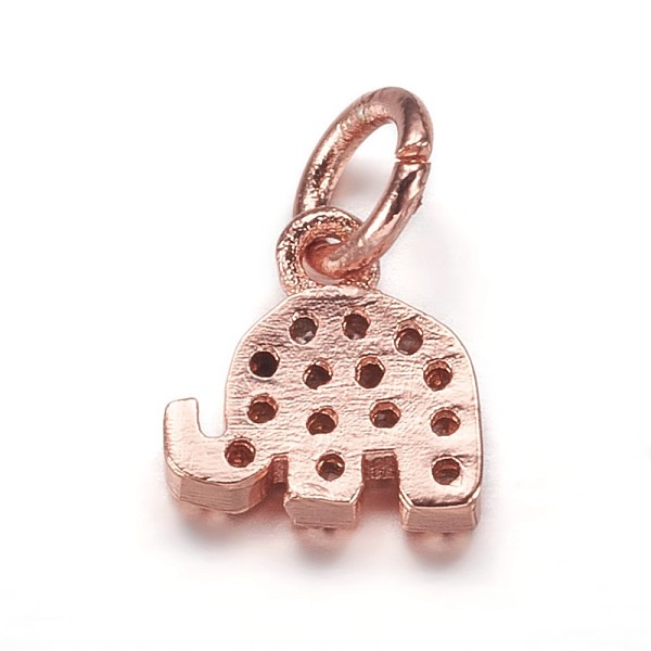 

PandaHall Brass Micro Pave Cubic Zirconia Pendants, Elephant, Rose Gold, 8x7.5x2mm, Hole: 3mm Brass+Cubic Zirconia Elephant Clear