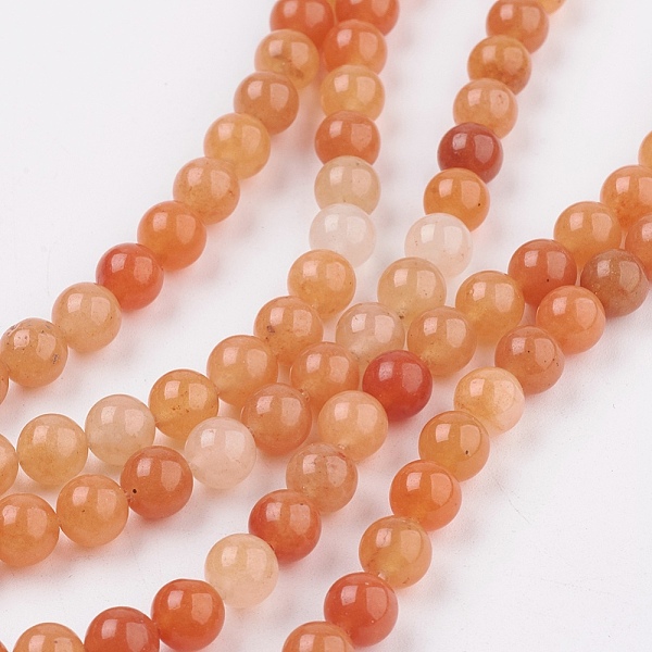 

PandaHall Natural Red Aventurine Beads Strands, Round, 6mm, Hole: 0.8mm, 15~16 inch Red Aventurine Round Orange