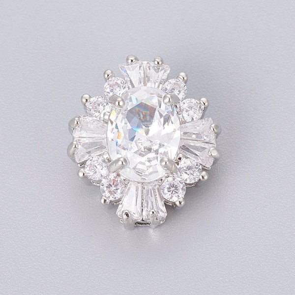 

PandaHall Brass Shank Buttons, with Cubic Zirconia, Flower, Platinum, Clear, 14.5x12.6x7.5mm, Hole: 1.2mm Brass Flower Clear