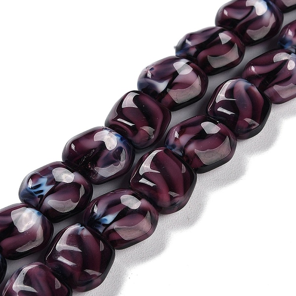 

PandaHall Handmade Milleflori Glass Beads Strands, Square, Indigo, 10.5x11.5~12x7mm, Hole: 1mm, about 50pcs/strand, 20.63''(52.4cm)..., Purple
