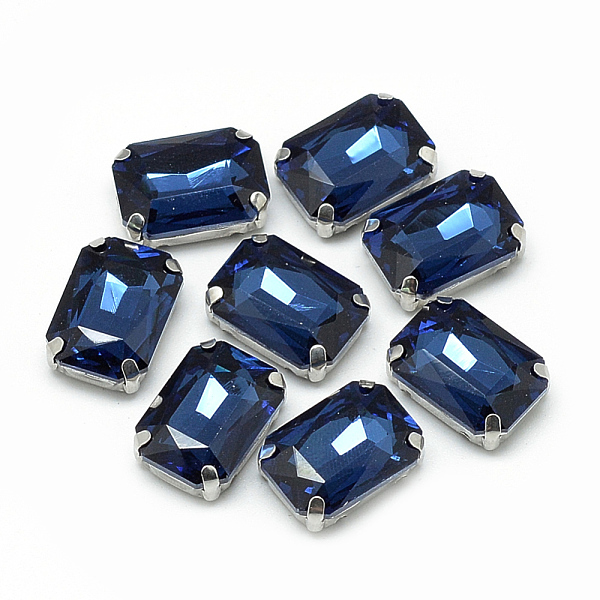 

PandaHall Sew on Rhinestone, Multi-strand Links, Glass Rhinestone, with Brass Prong Settings, Garments Accessoriess, Faceted, Octagon..., Blue