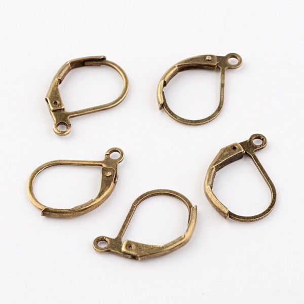 

PandaHall Brass Leverback Earring Findings, with Loop, Cadmium Free & Nickel Free & Lead Free, Antique Bronze, Size: about 10mm wide, 15mm...