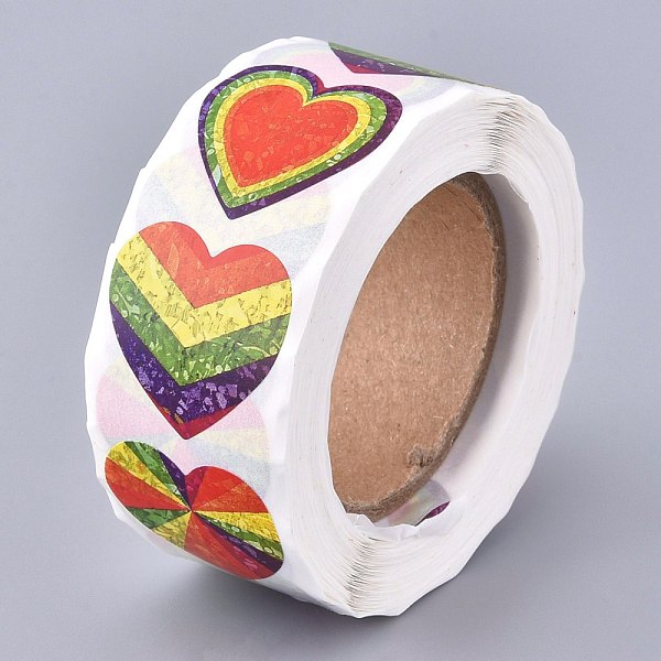 

PandaHall Heart Shaped Stickers Roll, Valentine's Day Sticker Adhesive Label, for Decoration Wedding Party Accessories, Colorful, 25x25mm...