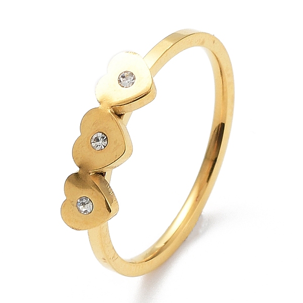 

PandaHall Ion Plating(IP) 304 Stainless Steel Heart Finger Ring with Cubic Zirconia, Golden, US Size 7(17.3mm) Stainless Steel+Cubic...