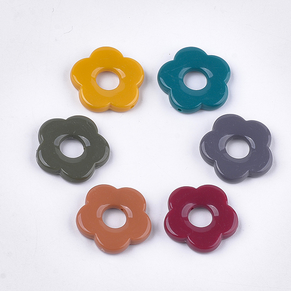 

PandaHall Opaque Acrylic Pendants, Flower, Mixed Color, 26x26.5x4.5mm, Hole: 1.6mm Acrylic Flower Multicolor