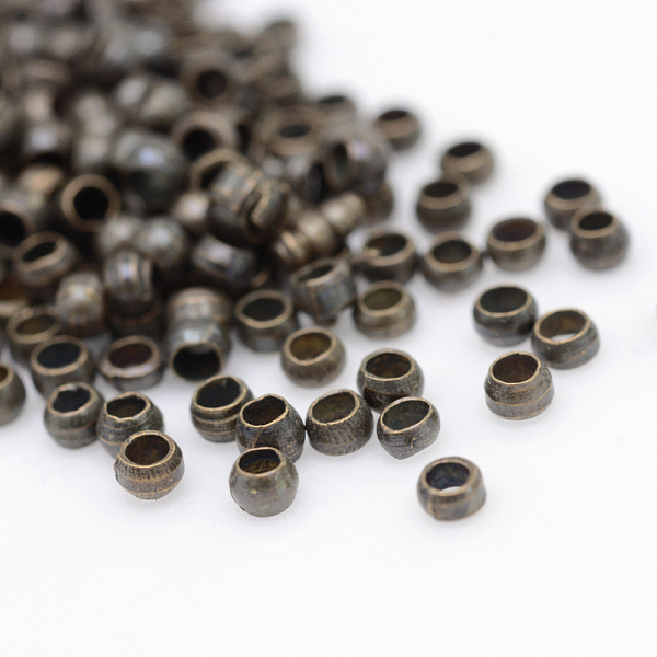 

PandaHall Brass Crimp Beads, Cadmium Free & Nickel Free & Lead Free, Rondelle, Antique Bronze Color, about 2mm diameter, hole: 1.2mm Brass...