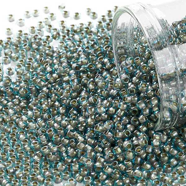 

PandaHall TOHO Round Seed Beads, Japanese Seed Beads, (1851) Brick Lined Aqua Rainbow, 11/0, 2.2mm, Hole: 0.8mm, about 50000pcs/pound Glass..., Cyan