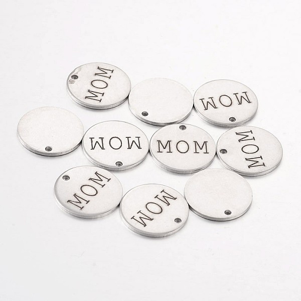 

PandaHall Stainless Steel Pendants, Flat Round with Word Mon, Stainless Steel Color, 15x1mm, Hole: 1.3mm Stainless Steel Flat Round
