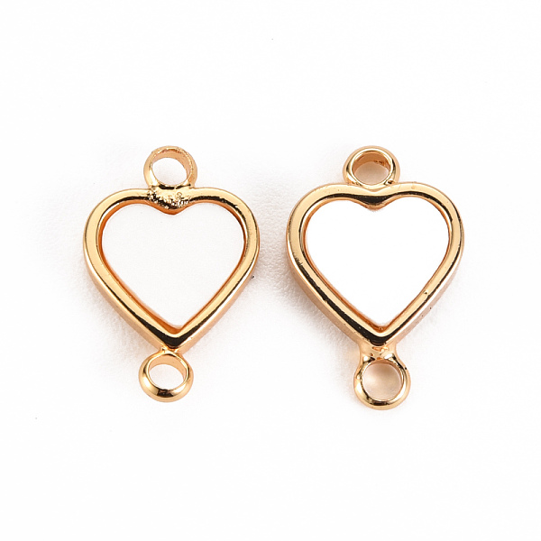 

PandaHall Brass Links Connectors, with Natural Shell, Heart, Real 18K Gold Plated, 12x8x2mm, Hole: 1.5mm Brass Heart