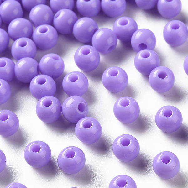 

PandaHall Opaque Acrylic Beads, Round, Lilac, 6x5mm, Hole: 1.8mm, about 4400pcs/500g Acrylic Round Purple