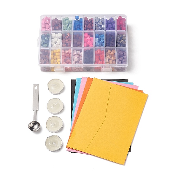 

PandaHall CRASPIRE DIY Letter Kit, with Sealing Wax Particles for Retro Seal Stamp, Stainless Steel Spoon, Colored Blank Mini Paper..., Multicolor
