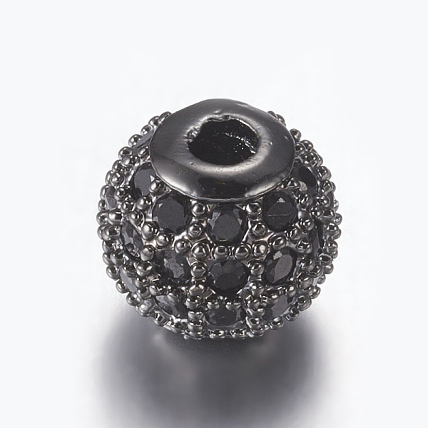 

PandaHall Brass Micro Pave Cubic Zirconia Beads, Round, Gunmetal, Black, 6mm, Hole: 1.5mm Brass+Cubic Zirconia Round Black