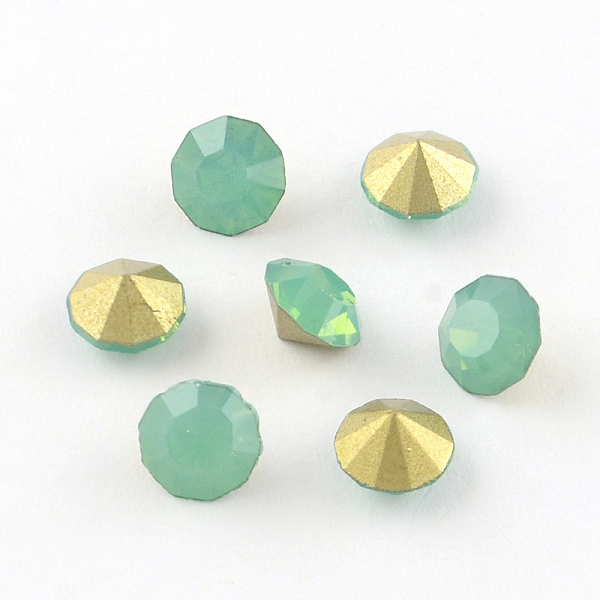 

PandaHall Glass Pointed Back Rhinestone, Back Plated, Diamond, Medium Aquamarine, 3.0~3.2mm, about 144pcs/gross Glass Rhinestone Diamond..., Green