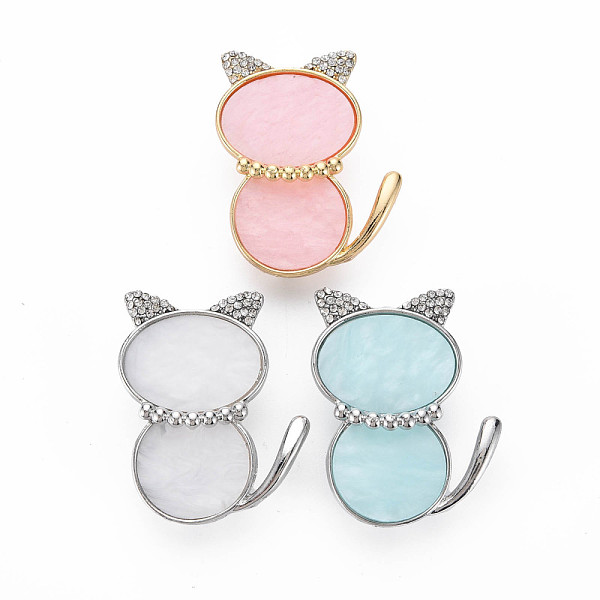 

PandaHall Crystal Rhinestone Cat Brooch, Animal Cellulose Acetate(Resin) Lapel Pin for Backpack Clothes, Golden, Nickel Free & Lead Free..., Multicolor