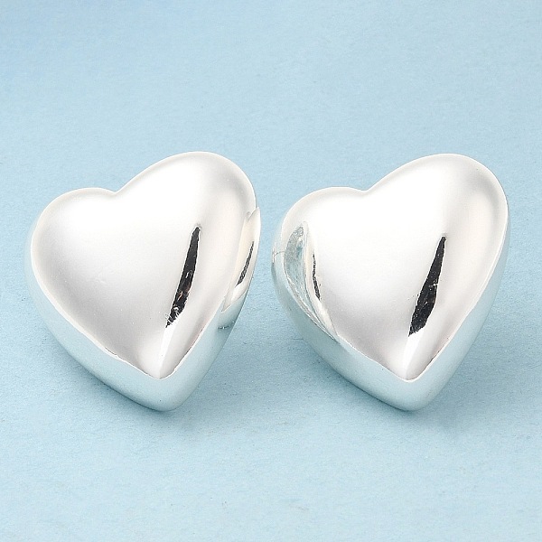 

PandaHall Rack Plating Brass Stud Earrings, Lead Free & Cadmium Free, Long-Lasting Plated, Heart, Silver, 22x22mm Brass Heart