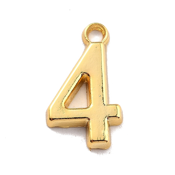 

PandaHall Alloy Pendants, Cadmium Free & Lead Free, Golden, Number, Num.4, 18x10.5x2.1mm, Hole: 2.4mm Alloy Number