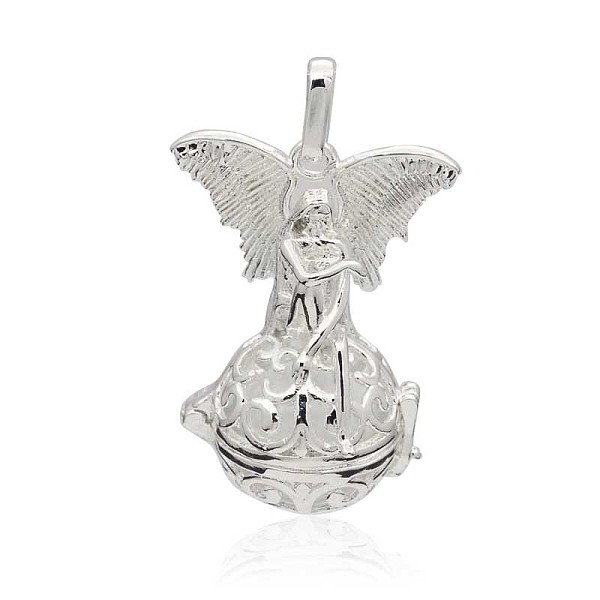 

PandaHall Silver Color Plated Brass Hollow Round Cage Pendants, with No Hole Spray Painted Brass Beads, White, 43x31x20mm, Hole: 3x8mm Brass...
