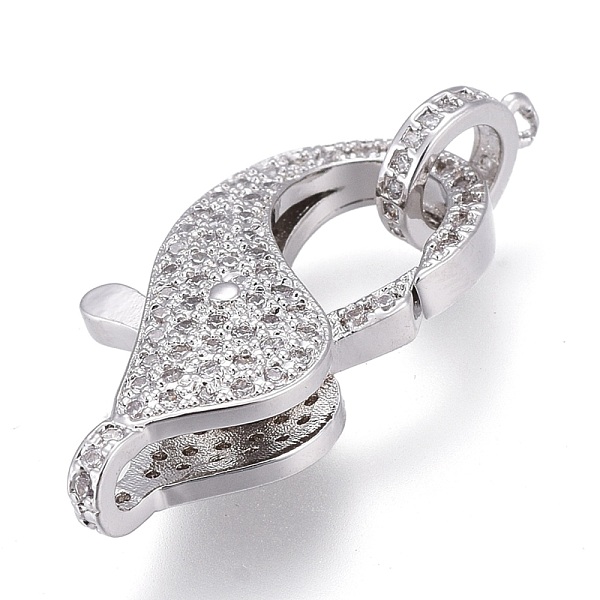 

PandaHall rass Micro Pave Cubic Zirconia Lobster Claw Clasps, with Bail Beads/Tube Bails, Long-Lasting Plated, Clear, Real Platinum Plated...