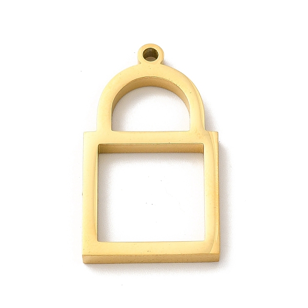 

PandaHall Ion Plating(IP) 304 Stainless Steel Open Back Bezel Pendants, For DIY UV Resin, Epoxy Resin, Pressed Flower Jewelry, Lock, Real...