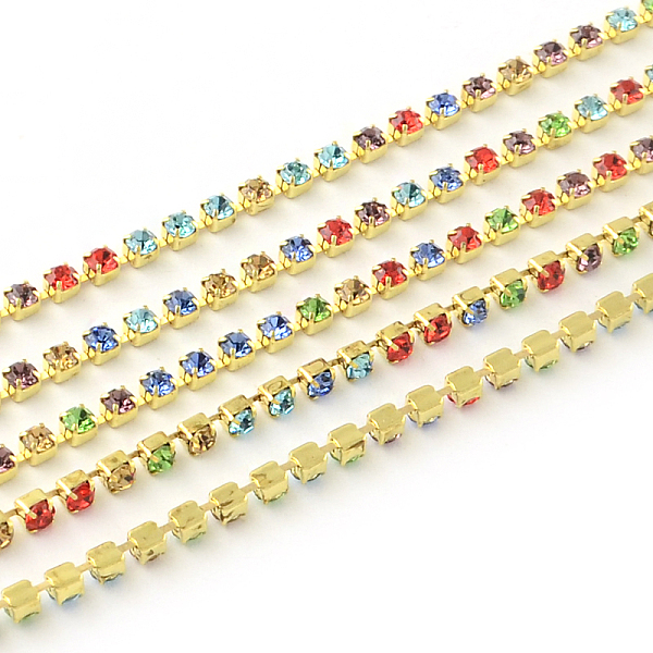 

PandaHall Nickel Free Raw(Unplated) Brass Rhinestone Strass Chains, Rhinestone Cup Chain, 2880pcs rhinestone/bundle, Grade A, Colorful..., Multicolor