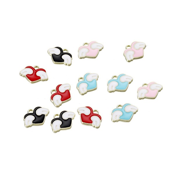 

PandaHall Alloy Enamel Pendants, Light Gold, Heart with Wing Charm, Mixed Color, 13.1x17.9mm Alloy+Enamel Heart Multicolor
