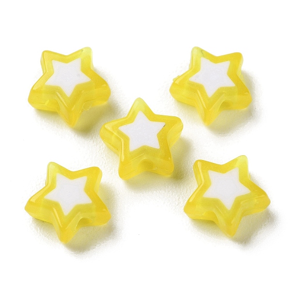 

PandaHall Star Acrylic Beads, Bead in Bead, Yellow, 8.5x9x4mm, Hole: 1.8mm, about 2941pcs/500g Acrylic Star Yellow