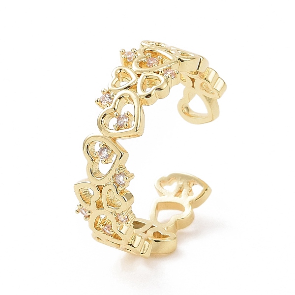 

PandaHall Clear Cubic Zirconia Hollow Out Heart Open Cuff Ring, Brass Jewelry for Women, Golden, Inner Diameter: 16mm Brass+Cubic Zirconia...