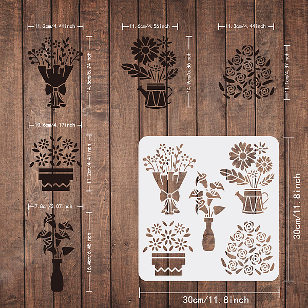 

PandaHall Plastic Reusable Drawing Painting Stencils Templates, for Painting on Scrapbook Fabric Tiles Floor Furniture Wood, Square, Flower..., White