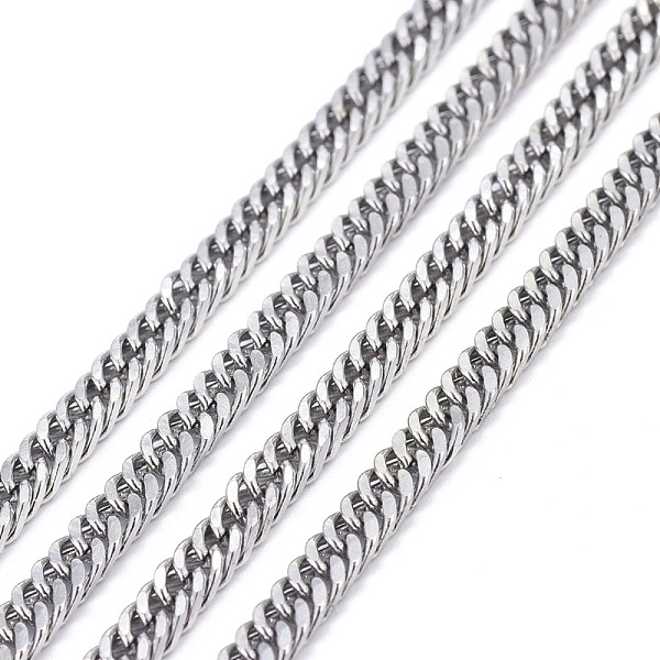 

PandaHall 304 Stainless Steel Diamond Cut Chunky Curb Chains, Cuban Link Chain, Unwelded, Faceted, with Spool, Stainless Steel Color...