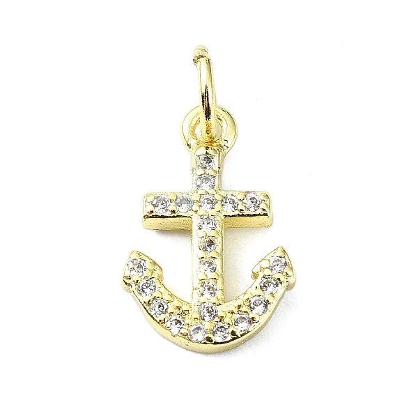 

PandaHall Brass Micro Pave Cubic Zirconia Pendants, with Jump Ring, Real 18K Gold Plated, Anchor Charm, Clear, 14x9x1.5mm, Hole: 3mm...