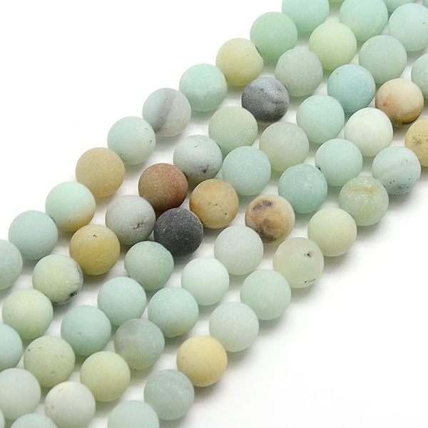 

PandaHall Natural Frosted Flower Amazonite Round Bead Strands, 6mm, Hole: 1mm, about 58~63pcs/strand, 14.5~15 inch Flower Amazonite Round