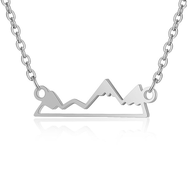 

PandaHall 201 Stainless Steel Pendant Necklaces, with Cable Chains, Mountain, Stainless Steel Color, 17.1 inch(43.5cm), 1.5mm, Mountain...